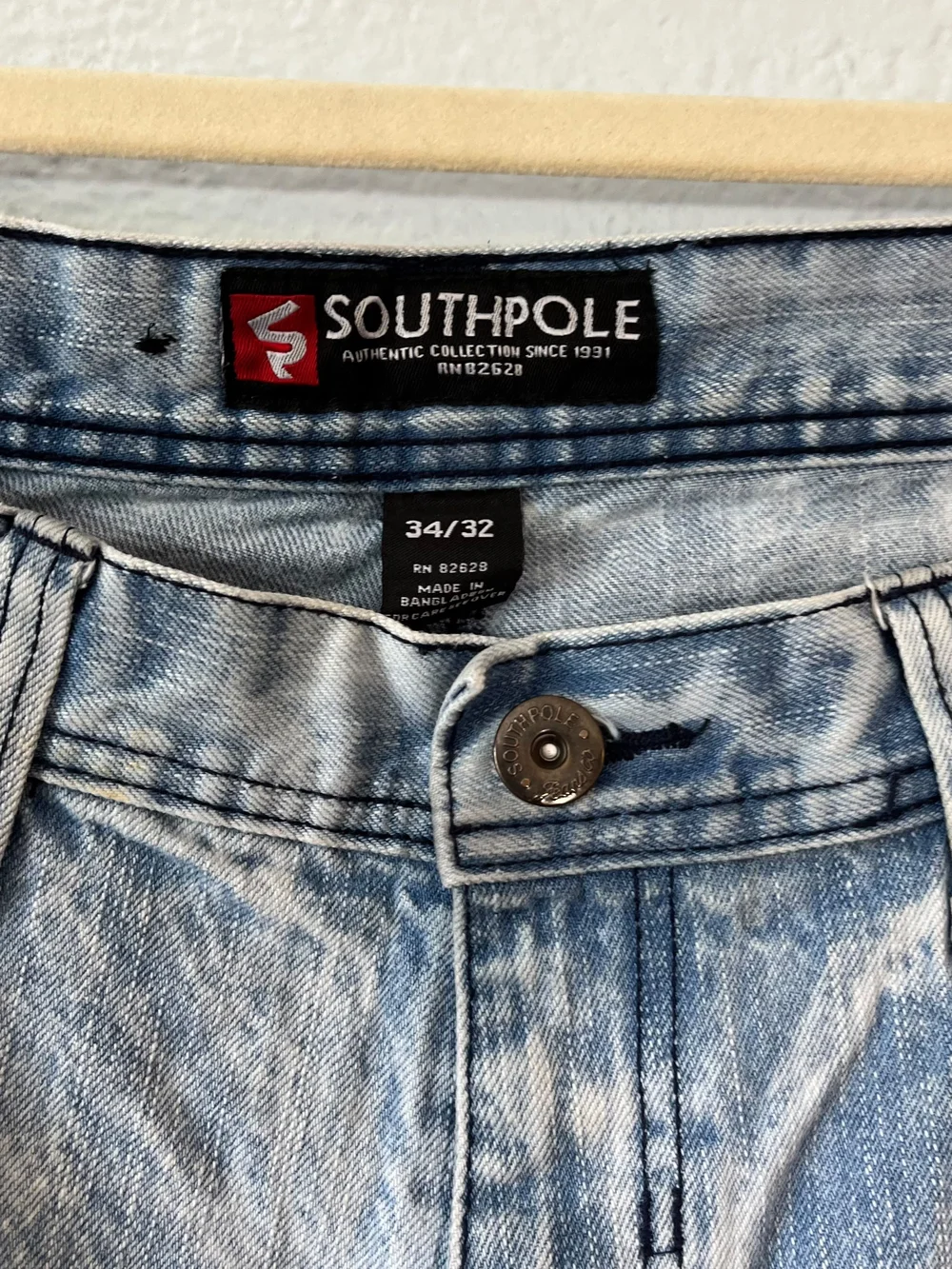 South Pole Men’s Distressed Acid-Wash Jeans - Light Blue